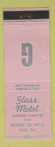 Matchbook Cover - Glass Motel Erie PA LAVENDER WEAR