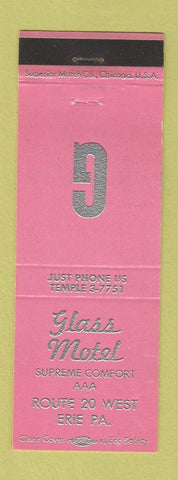 Matchbook Cover - Glass Motel Erie PA PINK