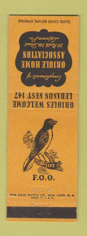 Matchbook Cover - Oriole Home Associaties  club Lebanon PA