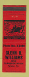 Matchbook Cover - Glen Williams Milk Transportation Tyrone PA