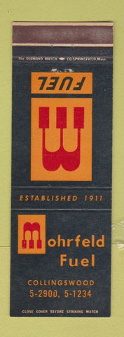 Matchbook Cover - Morhrfeld Fuel Collingwood  NJ