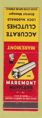 Matchbook Cover - Maremont Mufflers Accurate Clutches Lock McDonald