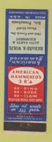Matchbook Cover - American Hammered Piston Rings Richard Wolfe Erie PA