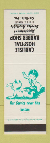 Matchbook Cover - Carlisle Hospital Barber Shop PA