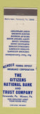 Matchbook Cover - Citizens National Bank and Trust Towanda PA Wysox