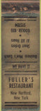 Matchbook Cover - Fuller's Restaurant New Harford NY WORN