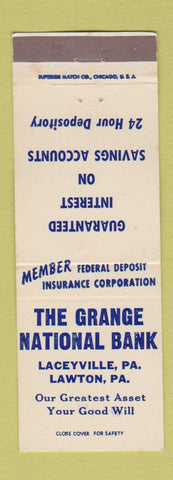 Matchbook Cover - Grange National Bank Laceyville PA Lawton