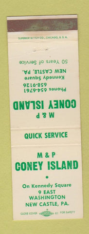 Matchbook Cover - M&P Coney Island New Castle PA WEAR