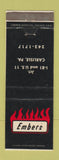 Matchbook Cover - Embers Carlisle PA
