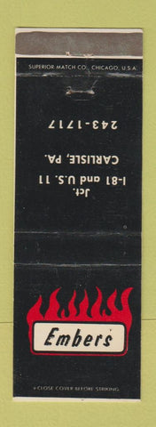 Matchbook Cover - Embers Carlisle PA