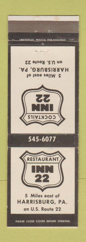 Matchbook Cover - Restaurant Inn 22 Harrisburg PA
