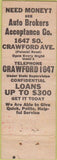 Matchbook Cover - Cash for You Loans Chicago IL WEAR