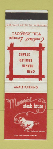 Matchbook Cover - Maverick Steak House Harrisburg PA