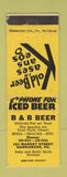 Matchbook Cover - B&B Beer Harrisburg PA WEAR