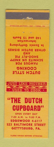 Matchbook Cover - The Dutch Cupboard Gettysburg PA