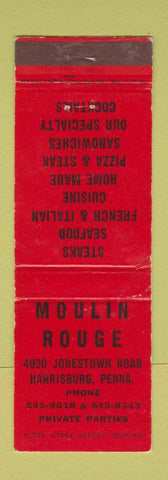 Matchbook Cover - Moulin Rouge Restaurant pizza Harrisburg PA