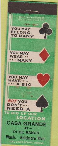 Matchbook Cover - Casa Grande at Dudge Ranch NO TOWN