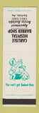 Matchbook Cover - Carlisle Hospital Barber Shop PA