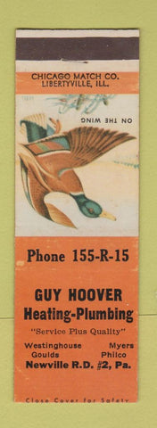 Matchbook Cover - Guy Hoover Heating Plumbing Newville PA
