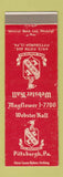 Matchbook Cover - Webster Hall Pittsburgh PA WORN