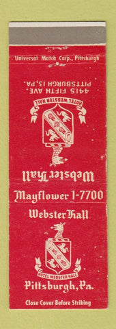Matchbook Cover - Webster Hall Pittsburgh PA WORN