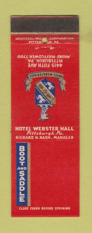 Matchbook Cover - Boot and Saddle Hotel Webster Hall Pittsburgh PA WEAR