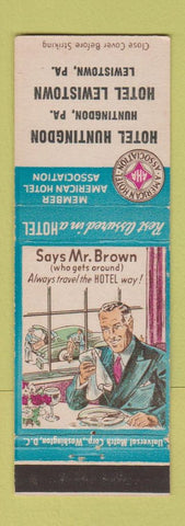 Matchbook Cover - Hotels Huntingdon Lewistown PA