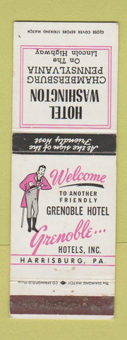 Matchbook Cover - Hotel Washington Chambersburg PA Grenoble