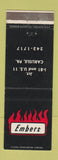 Matchbook Cover - Embers Carlisle PA