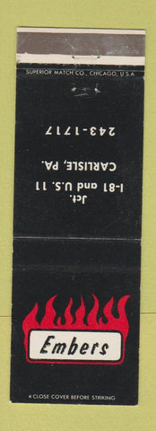 Matchbook Cover - Embers Carlisle PA