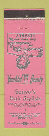 Matchbook Cover - Sonya's Hair Salon Sharon PA