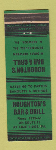 Matchbook Cover - Houghton's Bar Grill between Bloomsburg Berwick PA