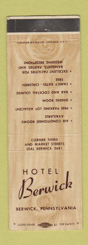 Matchbook Cover - Hotel Berwick PA