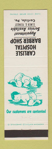 Matchbook Cover - Carlisle Hospital Barber Shop PA