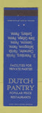 Matchbook Cover - Dutch Pantry St Petersburg Clearwater FL Sunbury Lemoyne PA