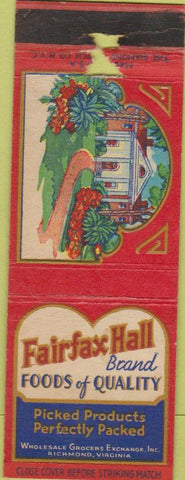 Matchbook Cover - Fairfax Hall Meat Products Richmond VA WEAr