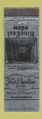 Matchbook Cover - Fort Durkee Hotel Wilkes Barre PA WEAR