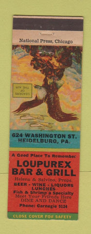 Matchbook Cover - Loupurex Bar Grill Heidelburg PA