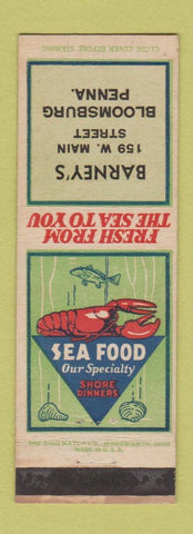 Matchbook Cover - Barney's Bloosburg PA restaurant