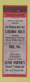 Matchbook Cover - Clyde Porter's City Club Parking Lot Erie PA ADVANCE