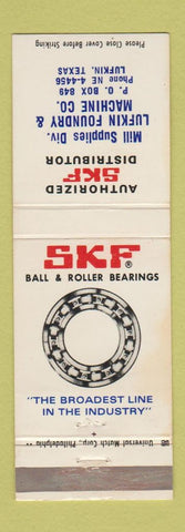 Matchbook Cover - SKF Ball Roller Bearings Lufkin TX
