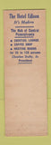 Matchbook Cover - Hotel Edison Sunbury PA