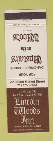 Matchbook Cover - Lincoln Woods Inn York PA