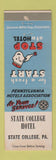 Matchbook Cover - State College Hotel State College PA WEAR