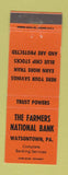 Matchbook Cover - Farmers National Bank Watsontown PA ORANGE