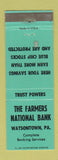 Matchbook Cover - Farmers National Bank Watsontown PA TEAL WEAR