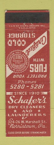 Matchbook Cover - Schafer's Dry Cleaners Laundry Norristown PA