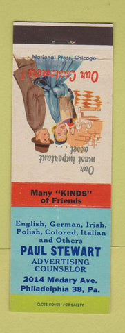Matchbook Cover - Paul Stewart Advertising Philadelphia PA
