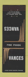 Matchbook Cover - Vances Restaurant