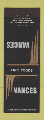 Matchbook Cover - Vances Restaurant